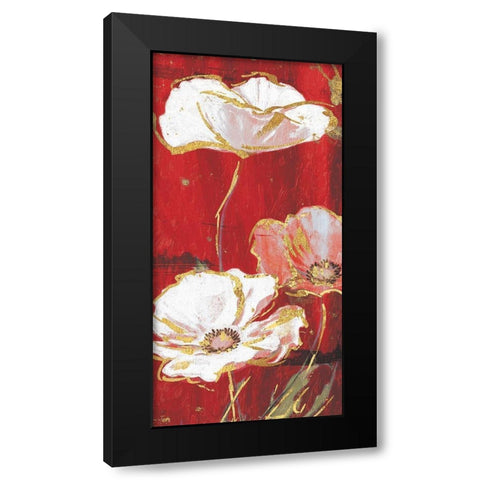 Red Gold Florals Mate Three Black Modern Wood Framed Art Print by Grey, Jace
