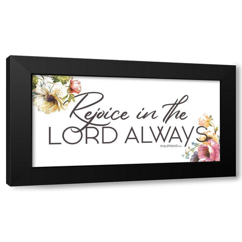 Rejoice Always Black Modern Wood Framed Art Print by Grey, Jace