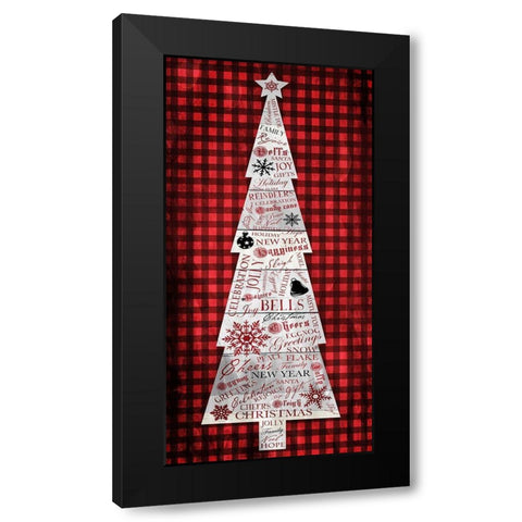 Checked Christmas Tree Black Modern Wood Framed Art Print with Double Matting by Grey, Jace