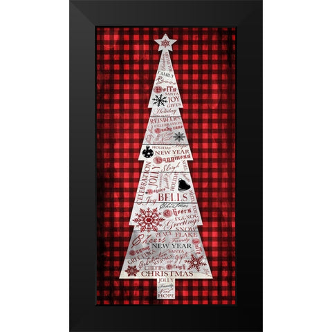 Checked Christmas Tree Black Modern Wood Framed Art Print by Grey, Jace
