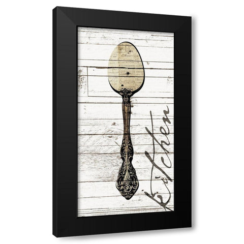 Kitchen Spoon Black Modern Wood Framed Art Print by Grey, Jace