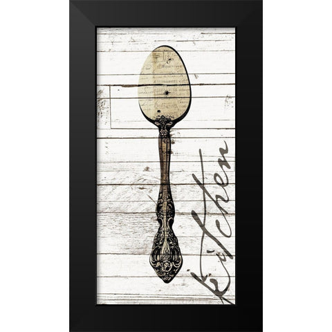 Kitchen Spoon Black Modern Wood Framed Art Print by Grey, Jace