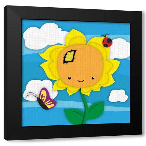 Sunflower Black Modern Wood Framed Art Print with Double Matting by Grey, Jace