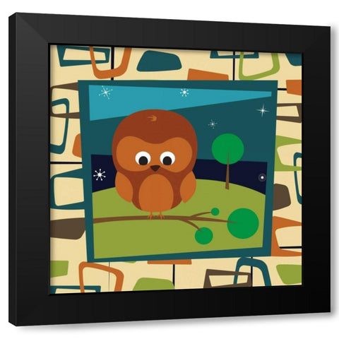 Owl Black Modern Wood Framed Art Print by Grey, Jace