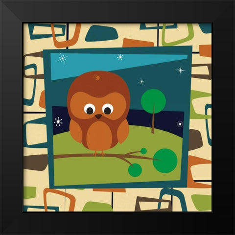 Owl Black Modern Wood Framed Art Print by Grey, Jace