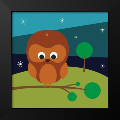 Owl Black Modern Wood Framed Art Print by Grey, Jace