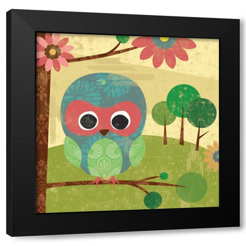 Owl Black Modern Wood Framed Art Print with Double Matting by Grey, Jace