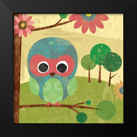 Owl Black Modern Wood Framed Art Print by Grey, Jace