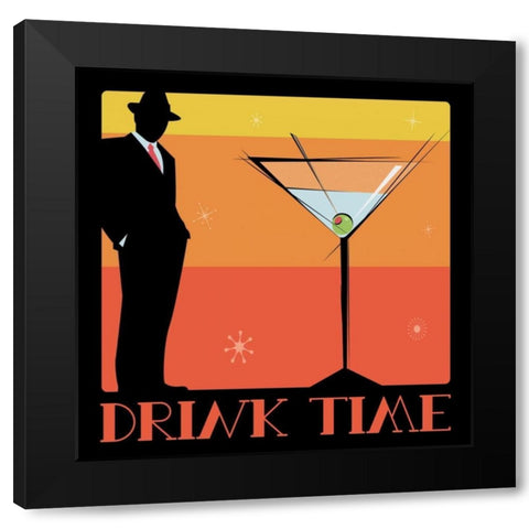 Drink Time Black Modern Wood Framed Art Print with Double Matting by Grey, Jace