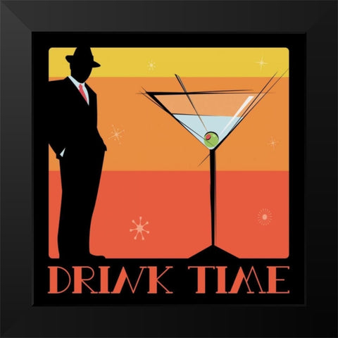 Drink Time Black Modern Wood Framed Art Print by Grey, Jace