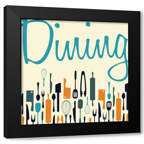 Dining Black Modern Wood Framed Art Print with Double Matting by Grey, Jace
