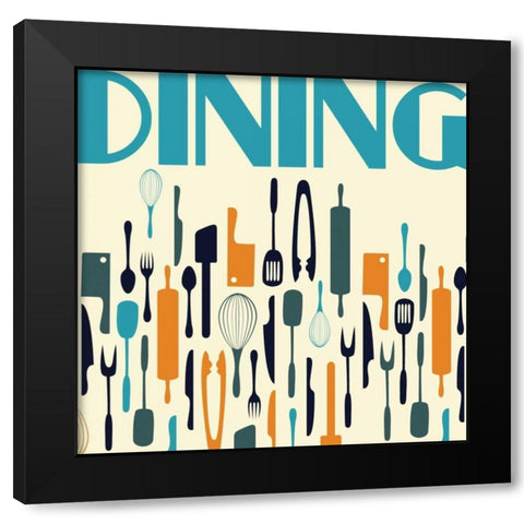 Dining Black Modern Wood Framed Art Print by Grey, Jace