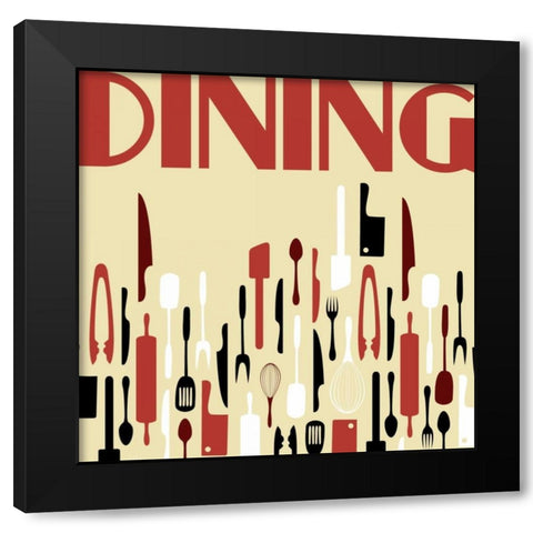 Dining Black Modern Wood Framed Art Print with Double Matting by Grey, Jace