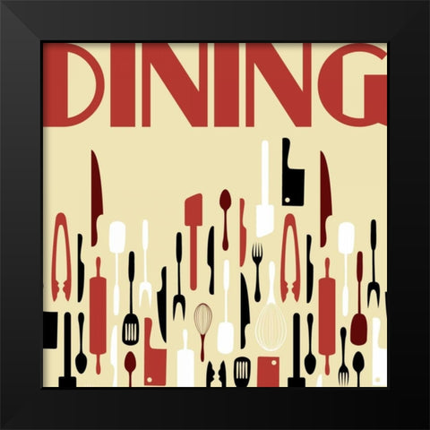 Dining Black Modern Wood Framed Art Print by Grey, Jace