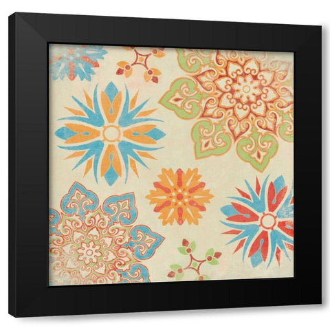 Suzani1 Black Modern Wood Framed Art Print with Double Matting by Grey, Jace