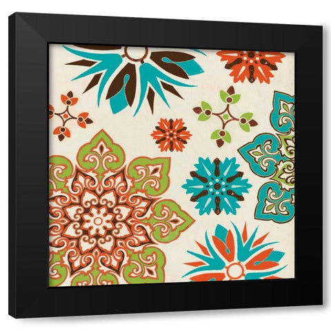 Suzani 2 Black Modern Wood Framed Art Print with Double Matting by Grey, Jace