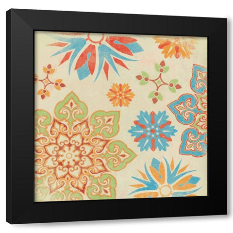 Suzani 2 Black Modern Wood Framed Art Print with Double Matting by Grey, Jace