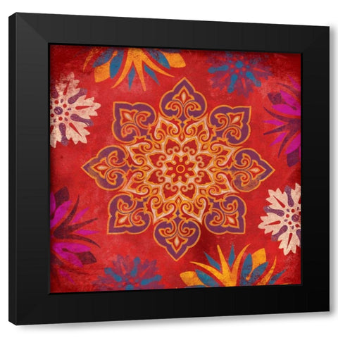 Suzani 3 Black Modern Wood Framed Art Print by Grey, Jace