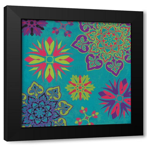 Suzani 5 Black Modern Wood Framed Art Print by Grey, Jace