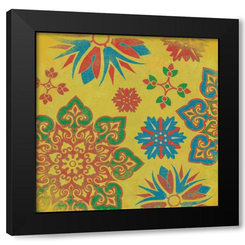Suzani 6 Black Modern Wood Framed Art Print by Grey, Jace