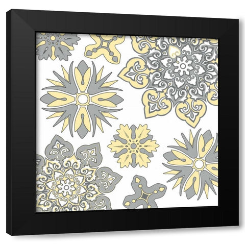 Suzani Black Modern Wood Framed Art Print with Double Matting by Grey, Jace
