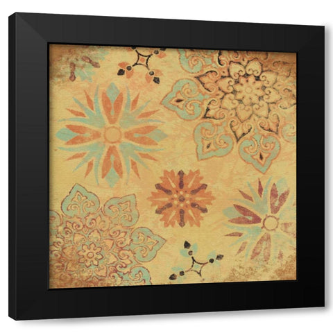 Suzani Black Modern Wood Framed Art Print with Double Matting by Grey, Jace