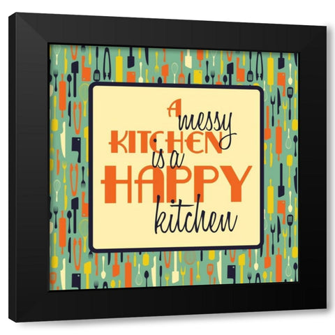 Happy kitchen Black Modern Wood Framed Art Print with Double Matting by Grey, Jace