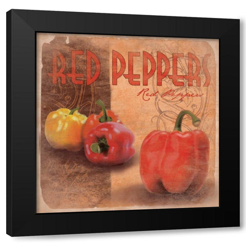Peppers Black Modern Wood Framed Art Print with Double Matting by Grey, Jace