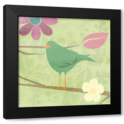 Birds Black Modern Wood Framed Art Print by Grey, Jace