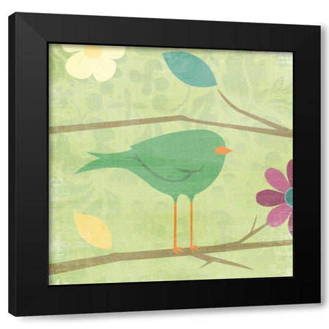 Birds Black Modern Wood Framed Art Print by Grey, Jace