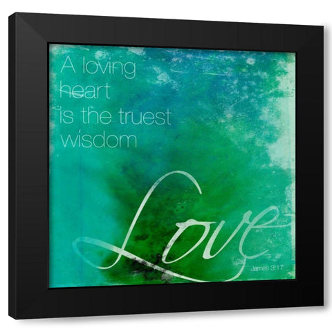 Watercolor Love quoted Black Modern Wood Framed Art Print with Double Matting by Grey, Jace