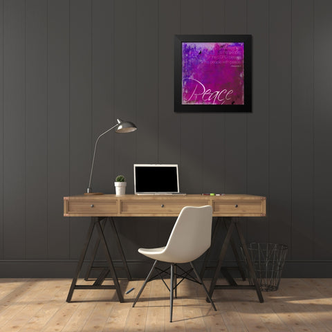 Watercolor Peace Black Modern Wood Framed Art Print by Grey, Jace