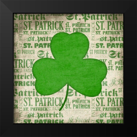 St Patrick Shamrock Black Modern Wood Framed Art Print by Grey, Jace