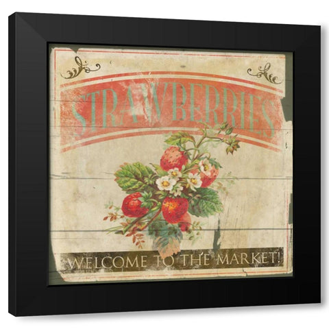 Strawberries Black Modern Wood Framed Art Print with Double Matting by Grey, Jace