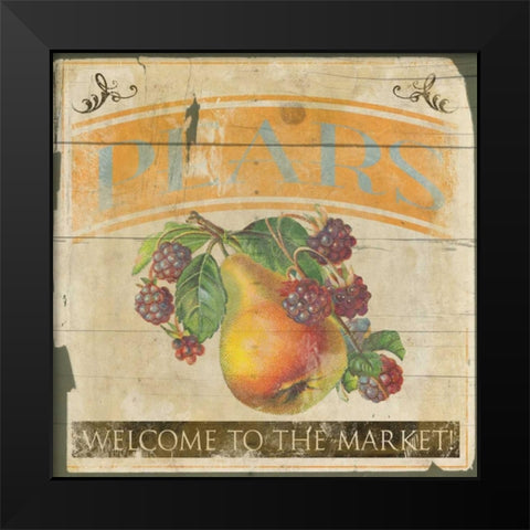 Pears Black Modern Wood Framed Art Print by Grey, Jace