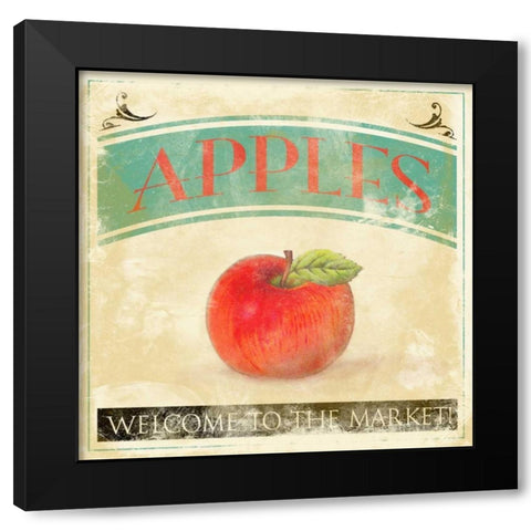 Apples Black Modern Wood Framed Art Print with Double Matting by Grey, Jace