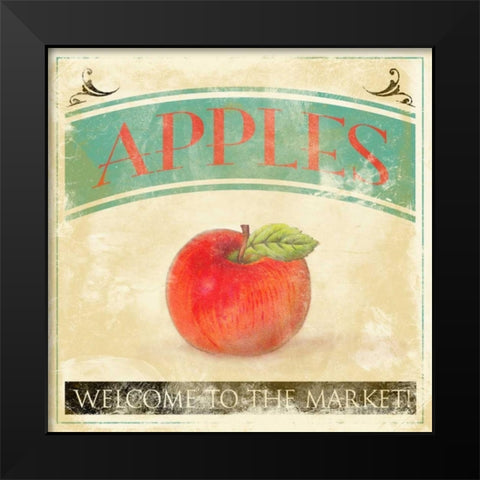 Apples Black Modern Wood Framed Art Print by Grey, Jace