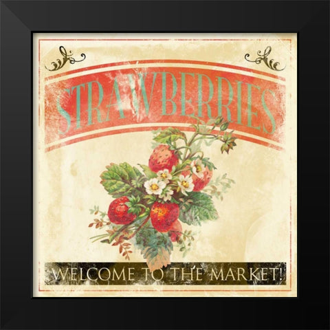 Strawberries Black Modern Wood Framed Art Print by Grey, Jace