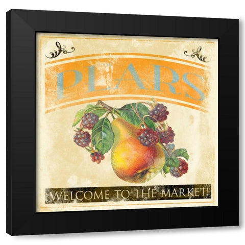 Pears Black Modern Wood Framed Art Print with Double Matting by Grey, Jace