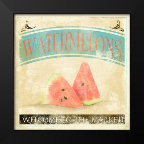 Watermelons Black Modern Wood Framed Art Print by Grey, Jace