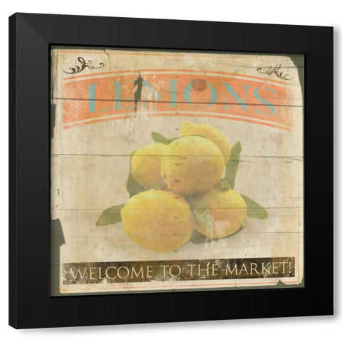 Lemons 2 Black Modern Wood Framed Art Print with Double Matting by Grey, Jace