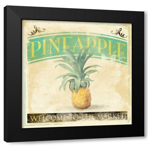 Pineapple Black Modern Wood Framed Art Print with Double Matting by Grey, Jace