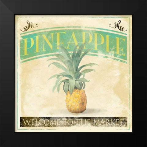 Pineapple Black Modern Wood Framed Art Print by Grey, Jace