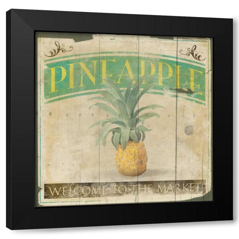Pineapple Black Modern Wood Framed Art Print with Double Matting by Grey, Jace