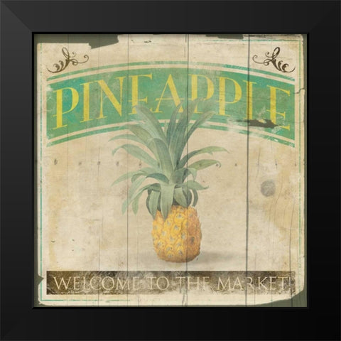 Pineapple Black Modern Wood Framed Art Print by Grey, Jace