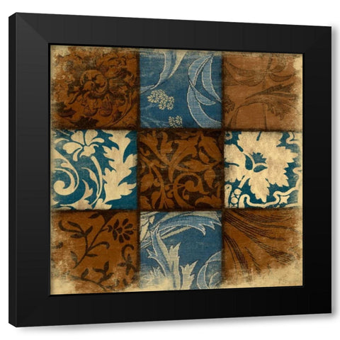 9 Patch BLUEBROWN Black Modern Wood Framed Art Print by Grey, Jace