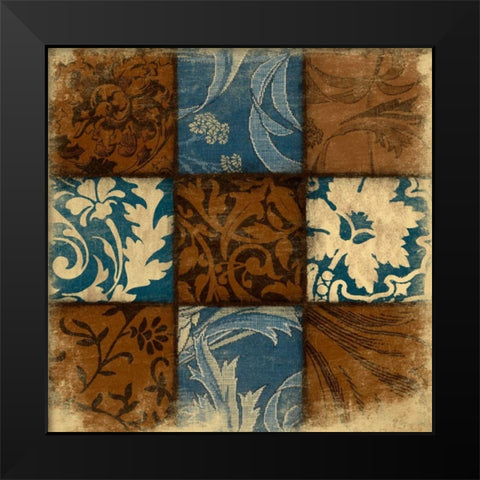 9 Patch BLUEBROWN Black Modern Wood Framed Art Print by Grey, Jace