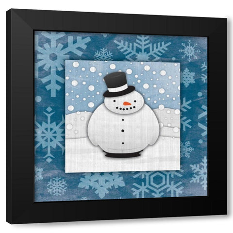 Snowman Black Modern Wood Framed Art Print with Double Matting by Grey, Jace