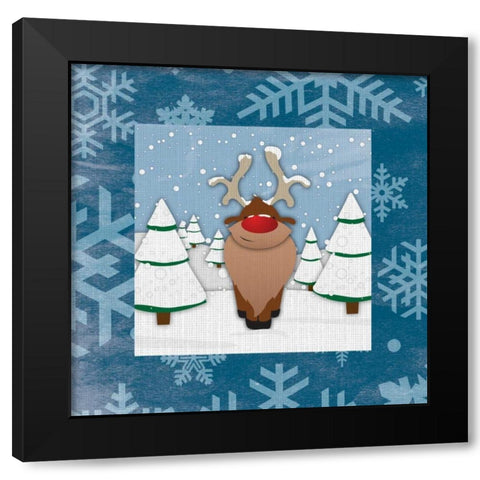 Reindeer Black Modern Wood Framed Art Print by Grey, Jace