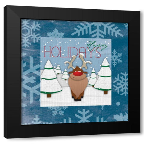 Happy holidays Black Modern Wood Framed Art Print with Double Matting by Grey, Jace